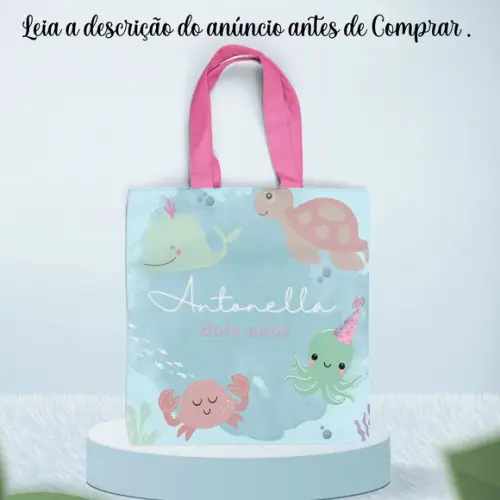 Sacolinha de Tecido Personalizada Fundo do Mar