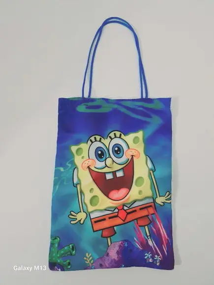 Sacolinha Ecobag Alça Cordão Personalizada Bob Esponja