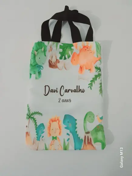 Sacolinha Ecobag Personalizada Dinossauros Baby