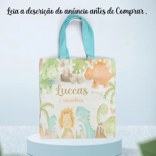 Sacolinha Ecobag Personalizada Dinossauros Bbay