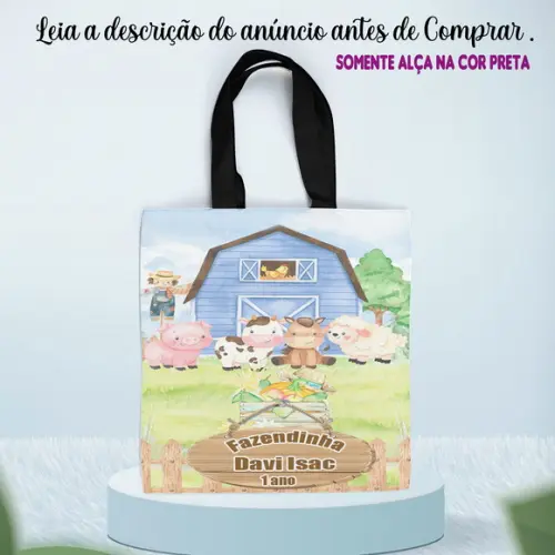 Sacolinha Ecobag Personalizada para Lembrancinhas Fazendinha