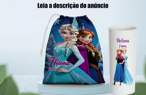 Saquinho Supresa e Copo Long Drink da Frozen