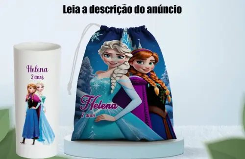 Saquinho Supresa e Copo Long Drink da Frozen