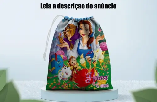 Saquinho Surpresa 28x18 Personalizado da Bela e a Fera
