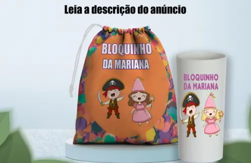 Saquinho Surpresa e Copo Long Drink Bailinho de Carnaval