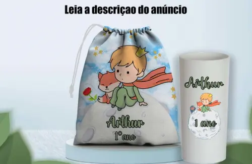 Saquinho Surpresa e Copo Long Drink do Pequeno Principe
