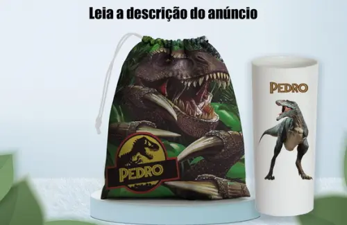Saquinho Surpresa e Copo Long Drink Jurassic Park