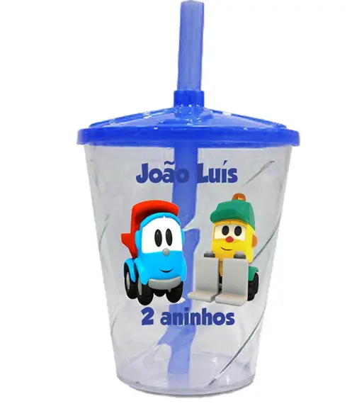 20 Copo Twister Personalizado Léo Caminhão