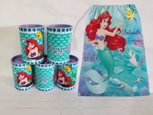 Cofrinho + Saquinho Surpresa Sereia Ariel