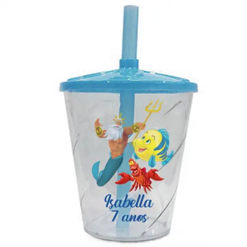 Copo Twister para Lembrancinhas Linguado Sereia Ariel