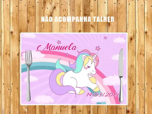 Jogo Americano de Unicornio Lavável