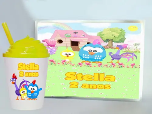 Jogo Americano e Copo Twister Chantily Galinha Pintadinha