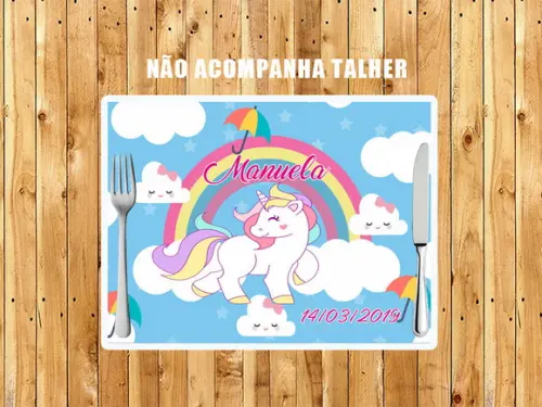 Jogo Americano de Unicornio Lavável