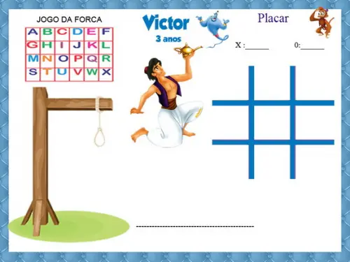 Jogo da Forca e Jogo da Velha Personalizado Aladim