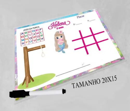 Jogo da Velha e Forca Personalizado Sereia Baby