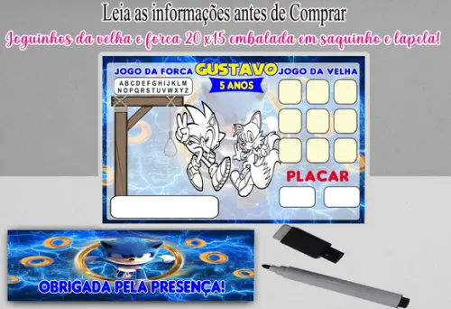 Joguinho da Velha com Forca Colorir do Sonic