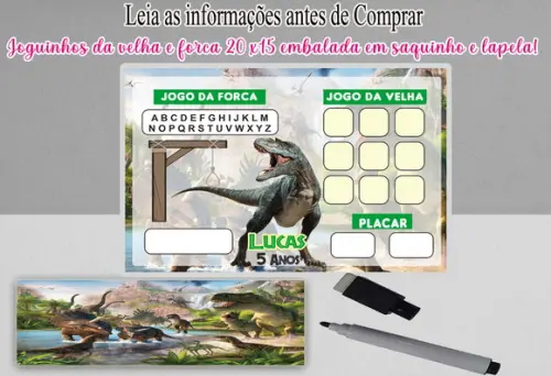Joguinhos da Velha e Forca Personalizado Jurassic Park