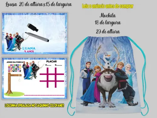 Kit Colorir Lousa Magica+ Mochila Personalizada Frozen