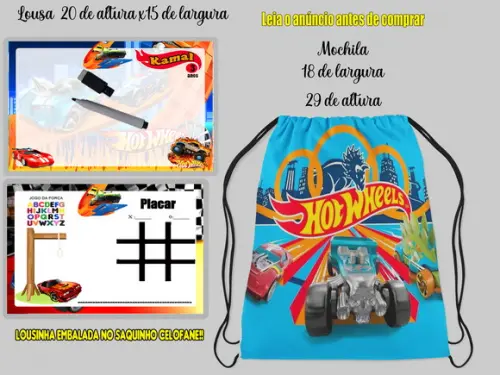 Kit Colorir Lousa Magica+mochila Personalizada Hot Wheels