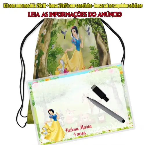 Kit Colorir Mochila + Lousa Mágic+ Canetinha da Branca Neve