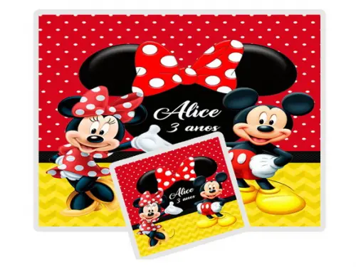 Kit Jogo Americano e Copo Twister da Minnie e Mickey