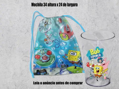 Kit Lembrancinhas do Bob Esponja Mochila e Copo