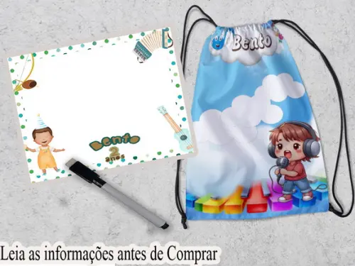 Kit Lembrancinhas Mochilinha e Lousa Magica+ Canetinha Musical