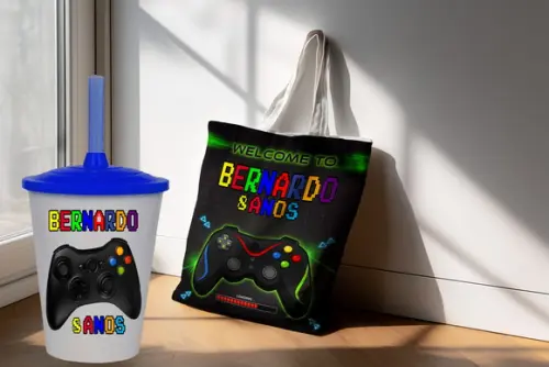 Kit Lembrancinhas Video Game Sacola Econag+copo Twister
