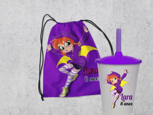 Kit Mochila +copo Twister da Batgirl
