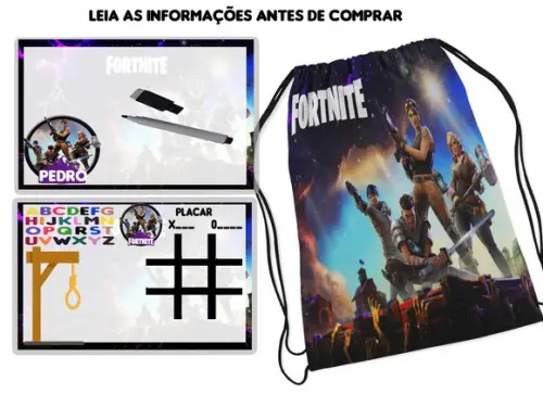 Kit Mochila e Lousa Magica Fortinite