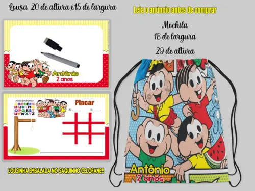 Kit Mochila+ Lousa Magica da Turma da Mônica