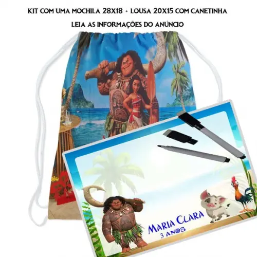 Kit Mochilinha e Lousa Magica da Moana