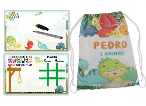 Kit Mochilinha e Lousa Magica Dinossauros Baby