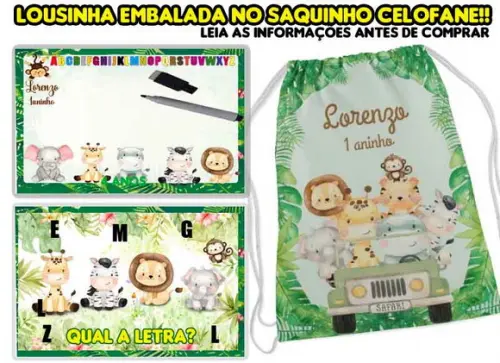 Kit Mochilinha e Lousa Magica Safary Baby
