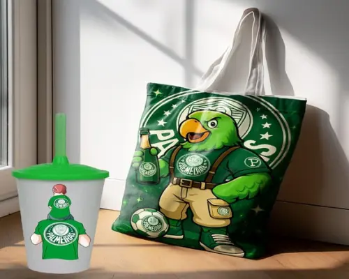 Kit Sacola Ecobag +copo Twister Palmeiras