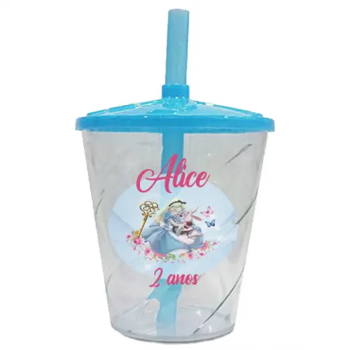Lembrancinhas da Alice no Pais das Maravilhas Copo Twister