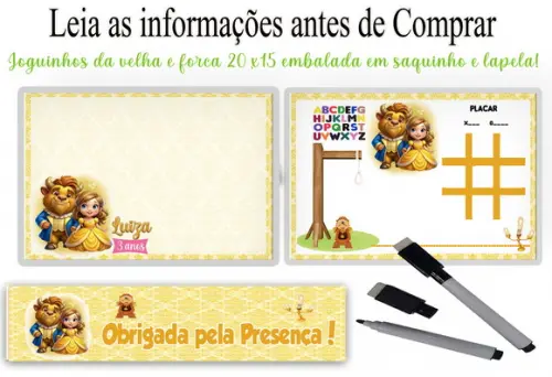 Lembrancinhas de Aniversario Bela e Fera Lousa+ Caneta