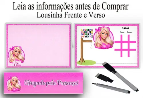 Lembrancinhas de Aniversario da Barbie Lousa Magica 3x1