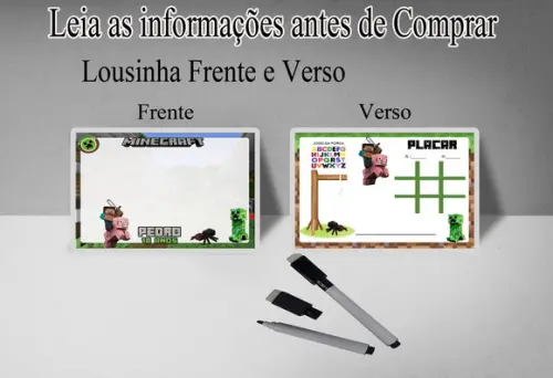 Lembrancinhas de Aniversario Minecraft Lousa Magica 3x1