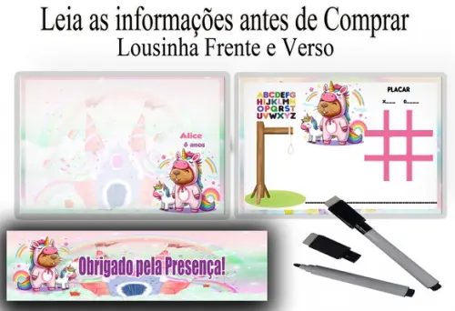 Lembrancinhas de Aniversario Tema Capivara Lousa Magica 3x1
