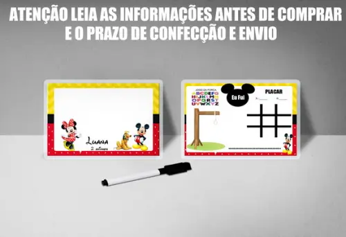 Lembrancinhas do Mickey e Minnie Lousa Magica 3x1+canetinha