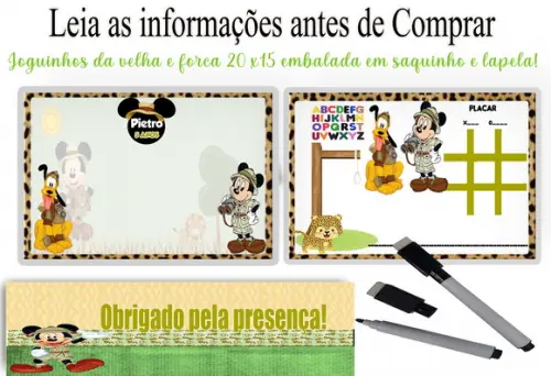 Lembrancinhas do Mickey Safari Lousa3x1+canetinha