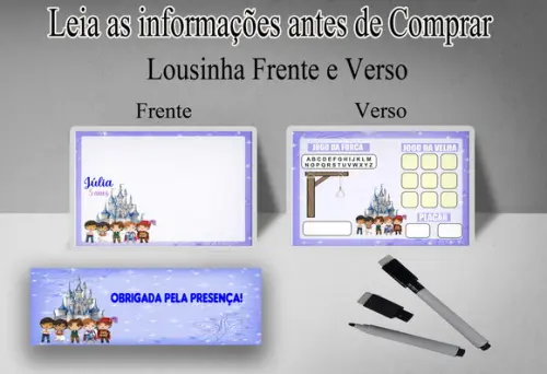 Lousa 3x1 com Caneta Lembrancinhas Principe Disney