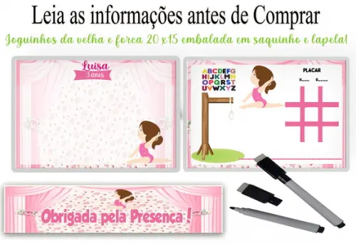 Lousa 3x1 e Canetinha Festa da Bailarina