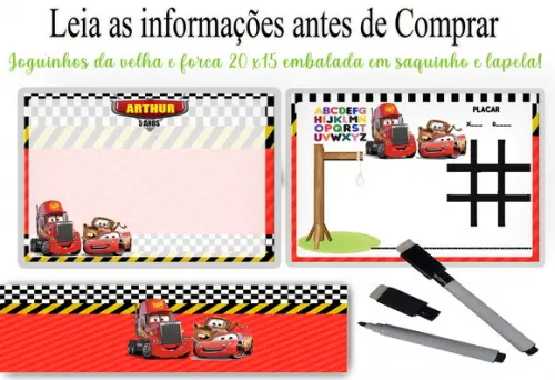 Lousa 3x1+ Canetinha e Canetinha dos Carros Disney