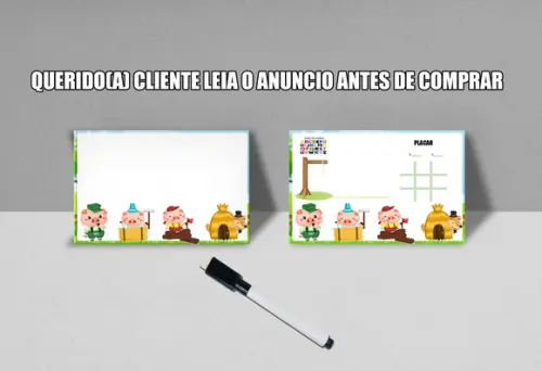 Lousa 3x1+ Canetinha Lembrancinhas dos Tres Porquinhos