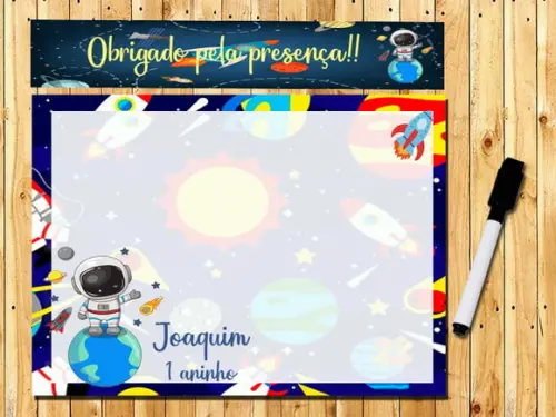 Lousa e Caneta Mágica Personalizada Astronauta