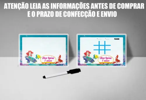 Lousa com Joguinho da Velha + Canetinha da Sereia Ariel
