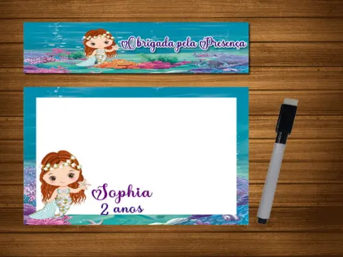 Lousa e Canetinha Magica 20x15 Personalizada Sereia Baby