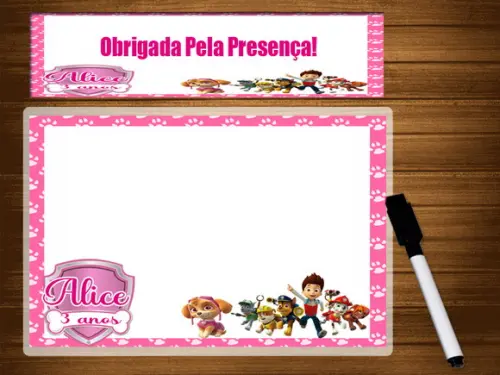 Lousa e Canetinha Mágica Lembrancinhas da Patrulha Canina